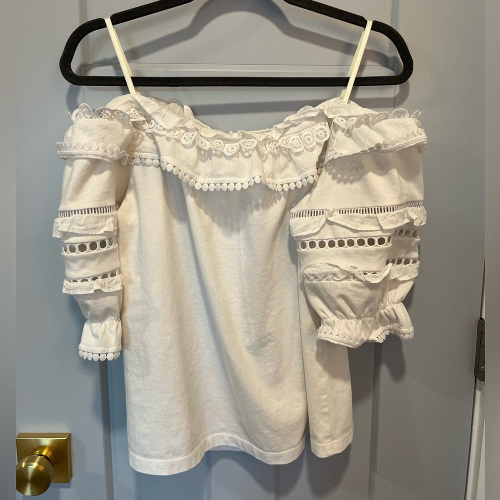 Lilly Pulizter White Shoulder Cut-Out Top